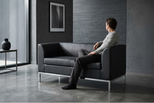 Study two-seater black fabric sofa office furniture sofa