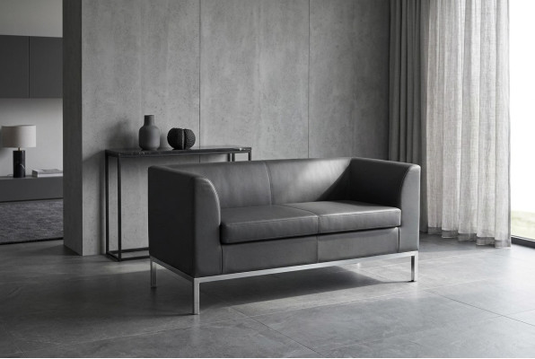 Study two-seater black fabric sofa office furniture sofa