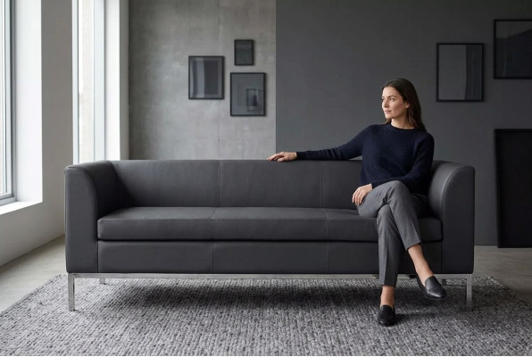 Black upholstered three-seater luxury furniture study textile sofas