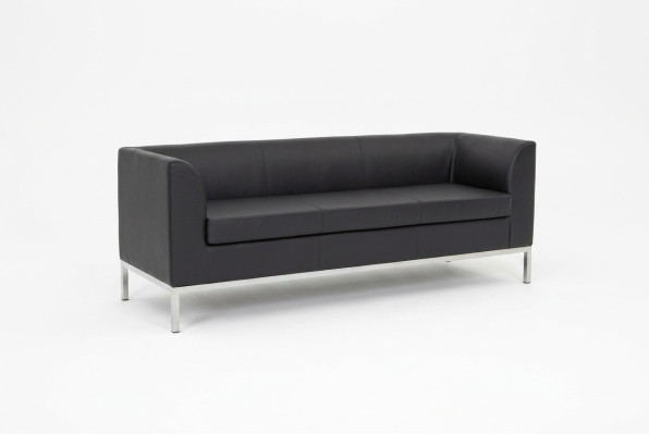 Black upholstered three-seater luxury furniture study textile sofas