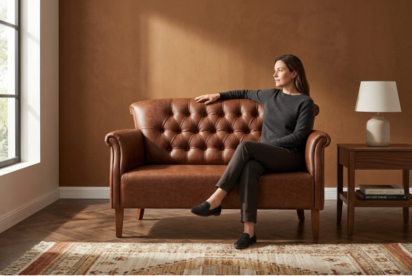 Chesterfield Two-Seater Office Chair Upholstered Furniture Luxury Design