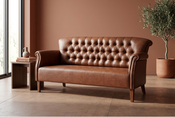 Luxury Three-Seater Chesterfield Couch Brown Seating Furniture Modern Sofas