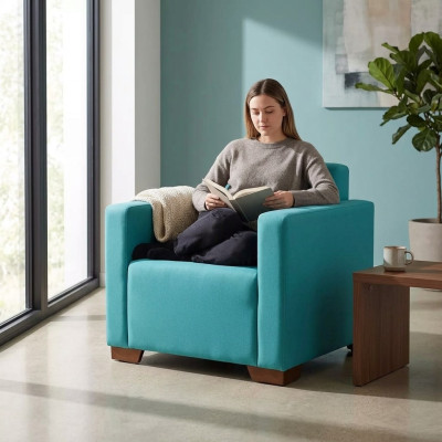 Armchair Study Blue Seat Office Furniture Upholstered Armchair New Textile