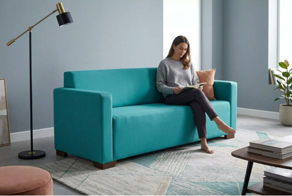 Turquoise Three-Seater Modern Luxury Sofa Office Furniture Office Furniture