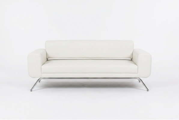 White three-seater luxury stainless steel leg textile furniture office couch modern