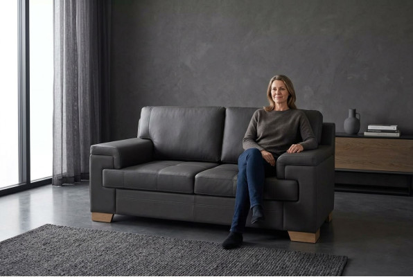 Sofa Two-Seater Black Textile Furniture Office Seater Upholstered Sofas Office