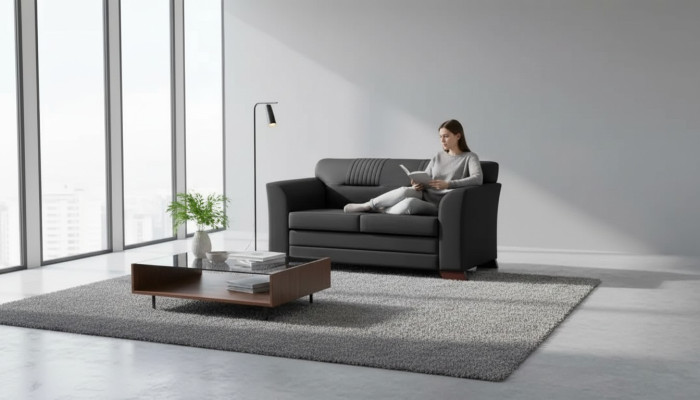 Black two-seater modern office furniture upholstered sofas study room