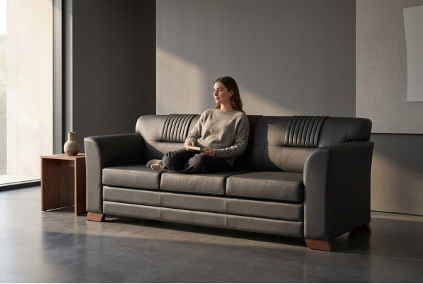 Textile Sofa Luxury Three-Seater Upholstered Couch Office Furnishings Office