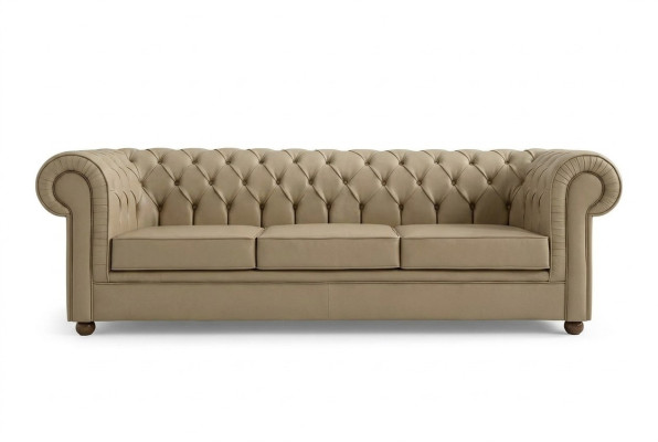 Beige Chesterfield three-seater office furniture sofa upholstered sofas luxury furniture