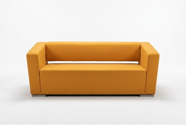 Orange three-seater office furniture study couch luxury textile sofa