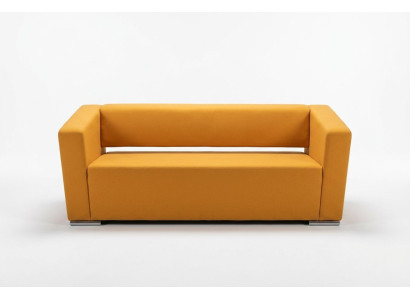 Orange three-seater office furniture study couch luxury textile sofa
