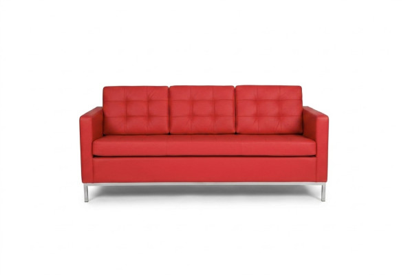 Red Three-Seater Modern Luxury Couch Upholstered Textile Sofas Style