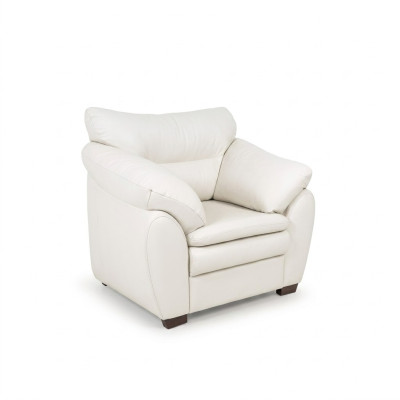 White armchair, study room furniture, office upholstered armchair, textile seat.