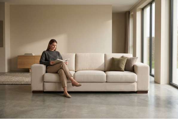 White three-seater textile sofas new designer couches study room furniture