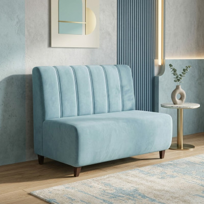 Blue two-seater study sofa textile couch modern seating furniture