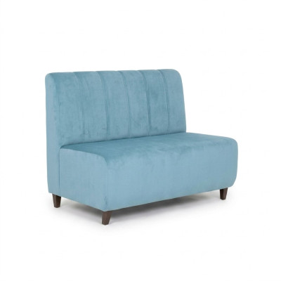 Blue two-seater study sofa textile couch modern seating furniture