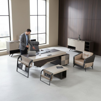 Law Office Luxury Furniture Office Setup Complete Set Table Cabinet 3-piece