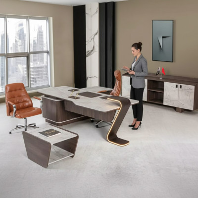 Furniture Luxury Office Equipment Complete Set Table Cabinet 3-piece Law Firm