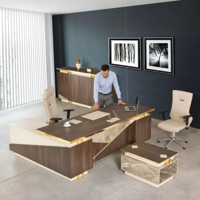Home office furniture corner desk luxury office cabinet coffee table 3-piece set