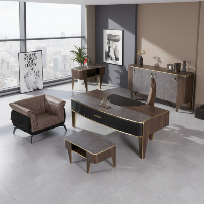 Luxury Office Desk Set 4-piece Cabinet Desk Writing Desk Coffee Table 4-piece