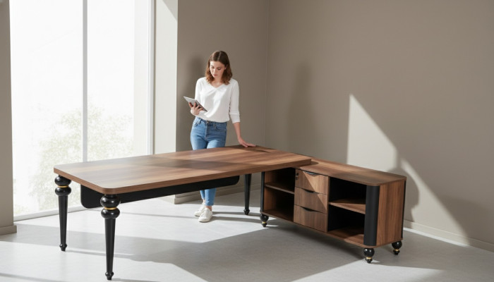 Large wood corner desk study furniture executive tables wooden furniture