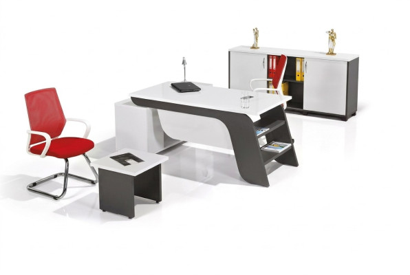 White Office Set Corner Desk Office Furniture Cabinet Coffee Table 3-Piece New