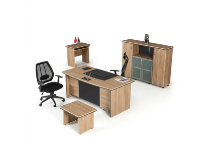 Luxury office furniture desk shelves side table filing cabinet 4-piece set