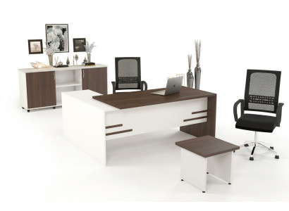 White Office Set Luxury Study Room Furniture Complete Set 3-piece