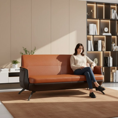 Modern leather two-seater study furniture designer couch office furniture