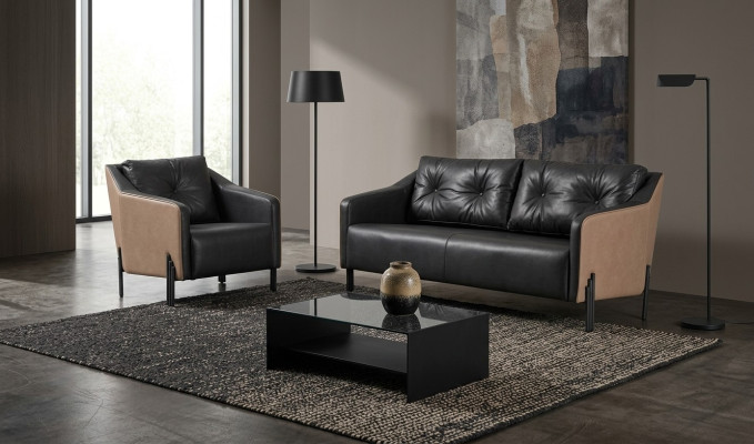Three-seater sofa set armchair textile furniture study seating group sofa