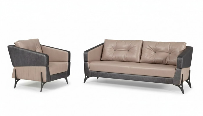 Luxury sofa set, beige sofa, study armchair, three-seater 