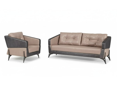 Luxury sofa set, beige sofa, study armchair, three-seater 