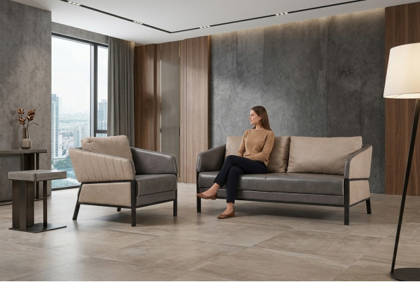 Office furniture set two-seater armchair luxury study room furnishing set