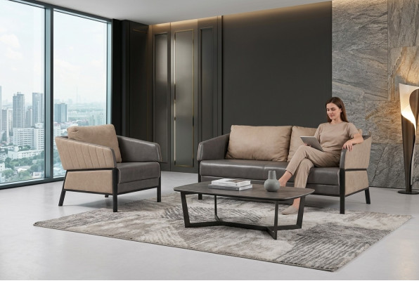 Gray Sofa 2-Seater Modern Couch Office Furniture Upholstered Sofa Designer