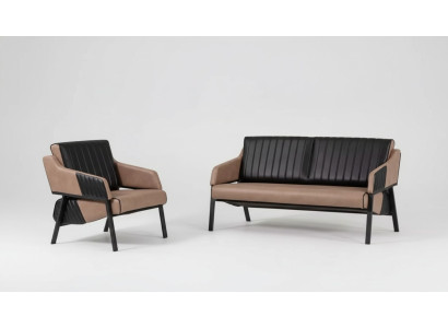 Designer beige sofa set two-seater armchair couch suite upholstery 2+1