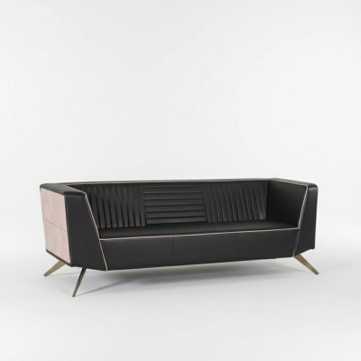 Designer black upholstered sofa fabric furniture study furniture office couch