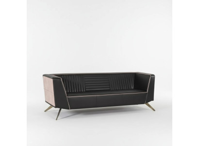 Designer black upholstered sofa fabric furniture study furniture office couch