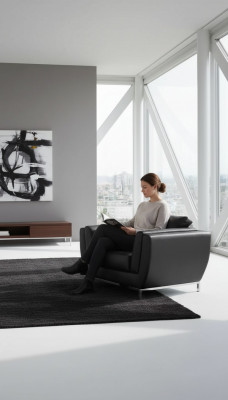 Black armchair study room office furniture luxury upholstery fabric new