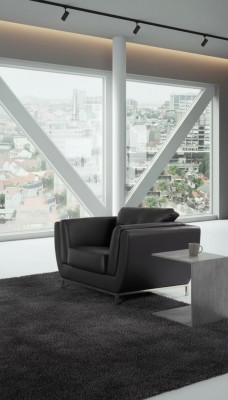 Black armchair study room office furniture luxury upholstery fabric new