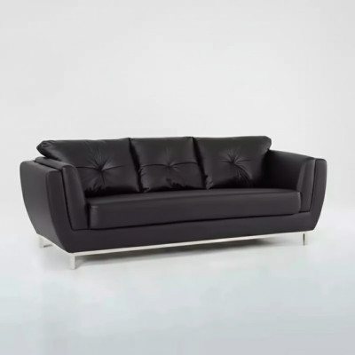 Black three-seater couch luxury furniture modern sofa upholstered leather couch