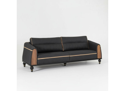 Black designer sofa office furniture style modern couch three-seater