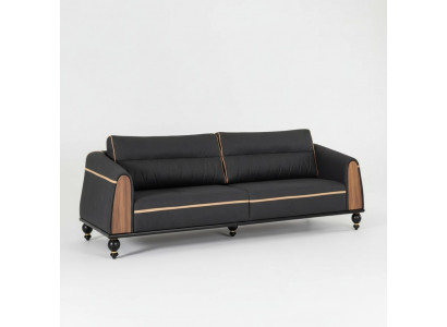 Black designer sofa office furniture style modern couch three-seater