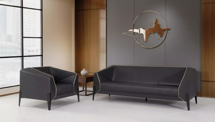 Black office furniture sofa set armchair three-seater complete furniture set