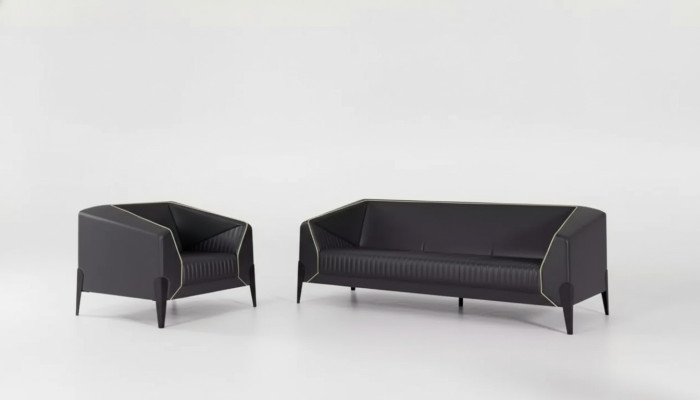 Black office furniture sofa set armchair three-seater complete furniture set