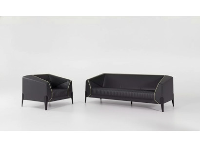 Black office furniture sofa set armchair three-seater complete furniture set