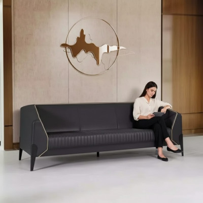 Black leather sofa office furniture living room new couch luxury upholstered sofas