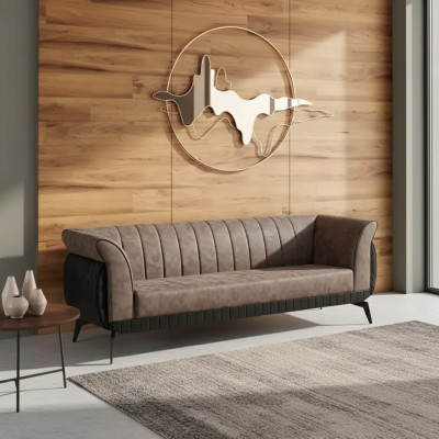 Brown three-seater study sofa luxury designer furniture office couch