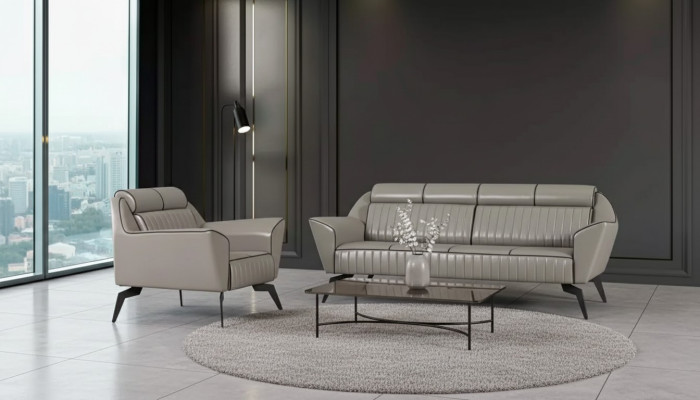 Leather sofa set three-seater armchair upholstered furniture faux leather couches