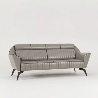 Gray leather three-seater study furniture designer wooden furniture luxury