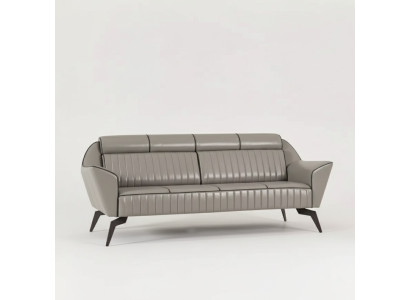 Gray leather three-seater study furniture designer wooden furniture luxury